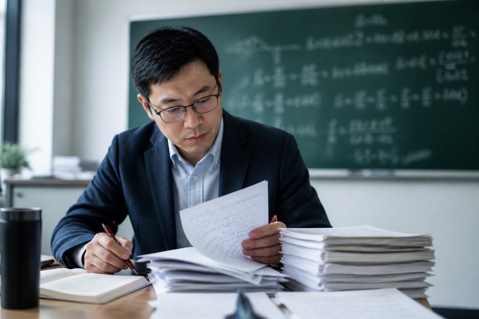 数学教师翻本子归类