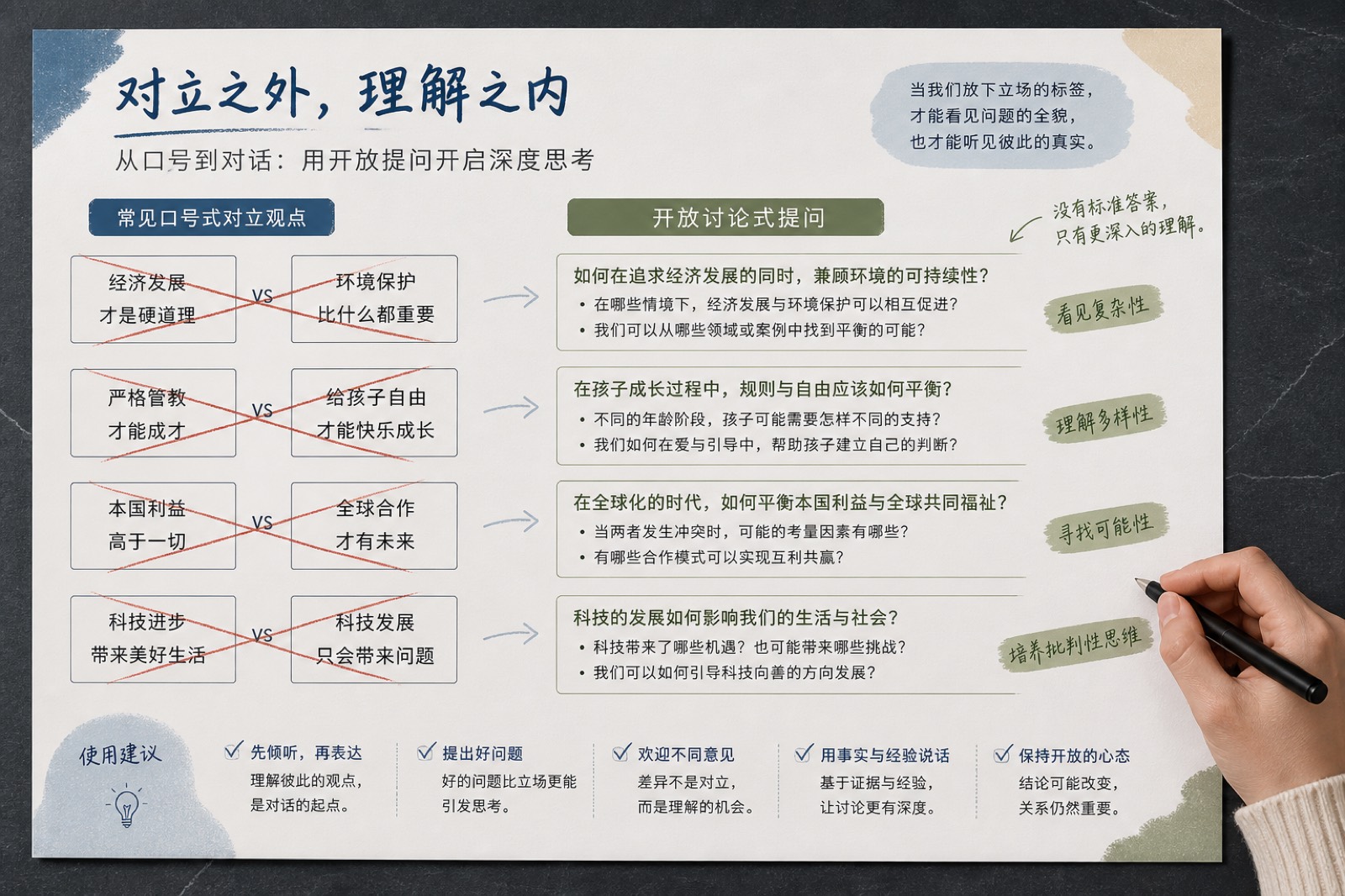 口号式对立问答被红笔删改
