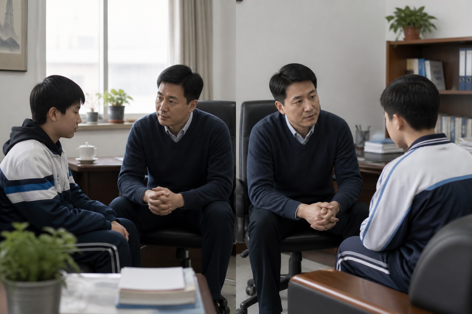 班主任调解前分开放情绪示意