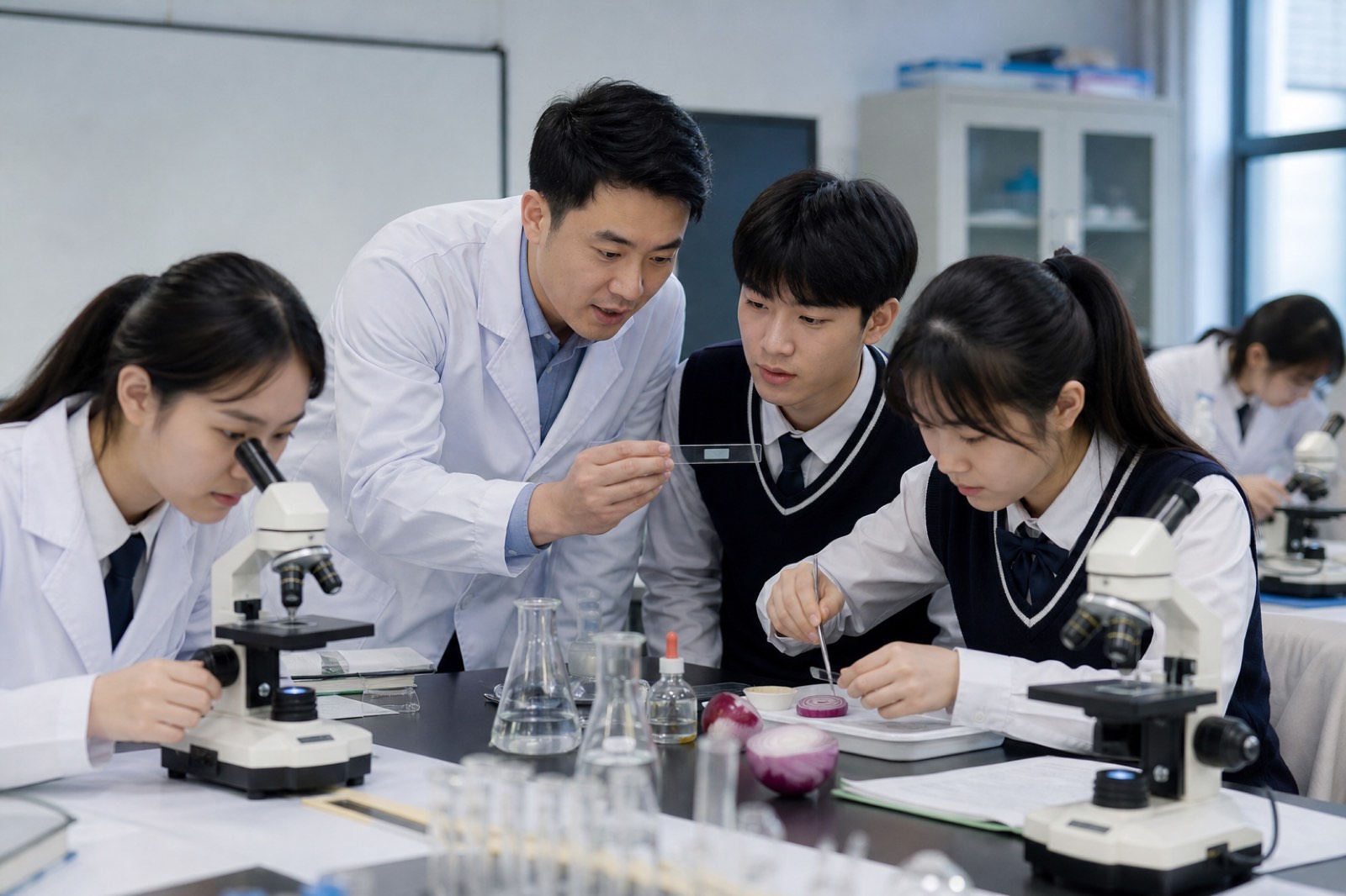 洋葱表皮临时装片实验台观察记录