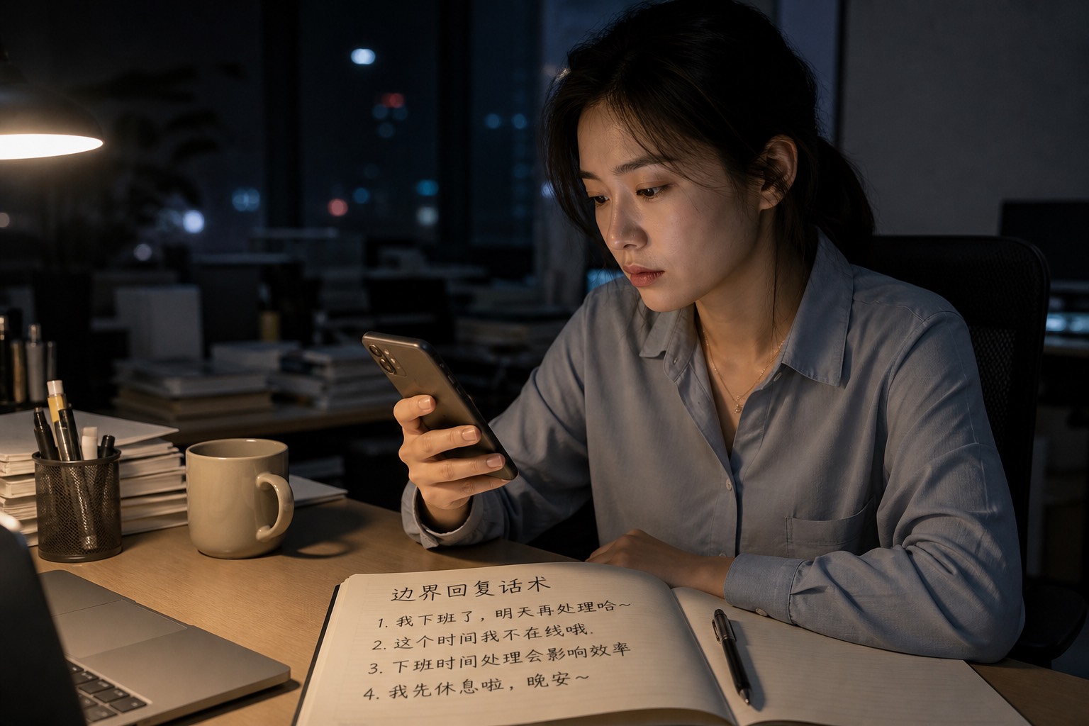 夜间收到临时任务消息时的工位