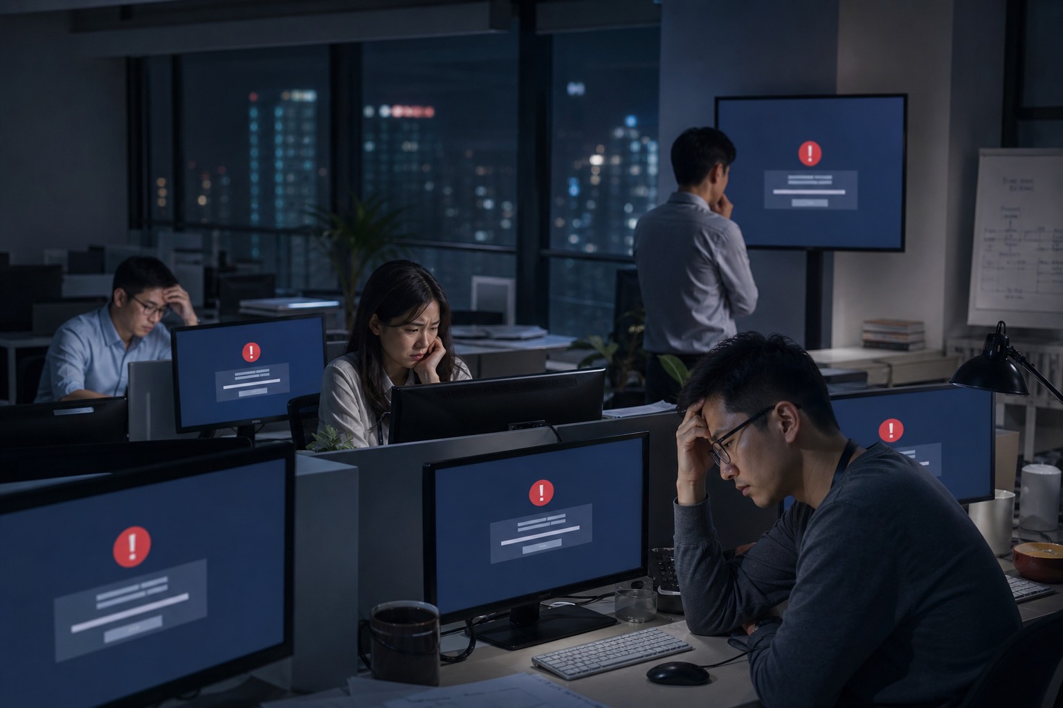 海外AI服务同时报错的办公屏幕场景