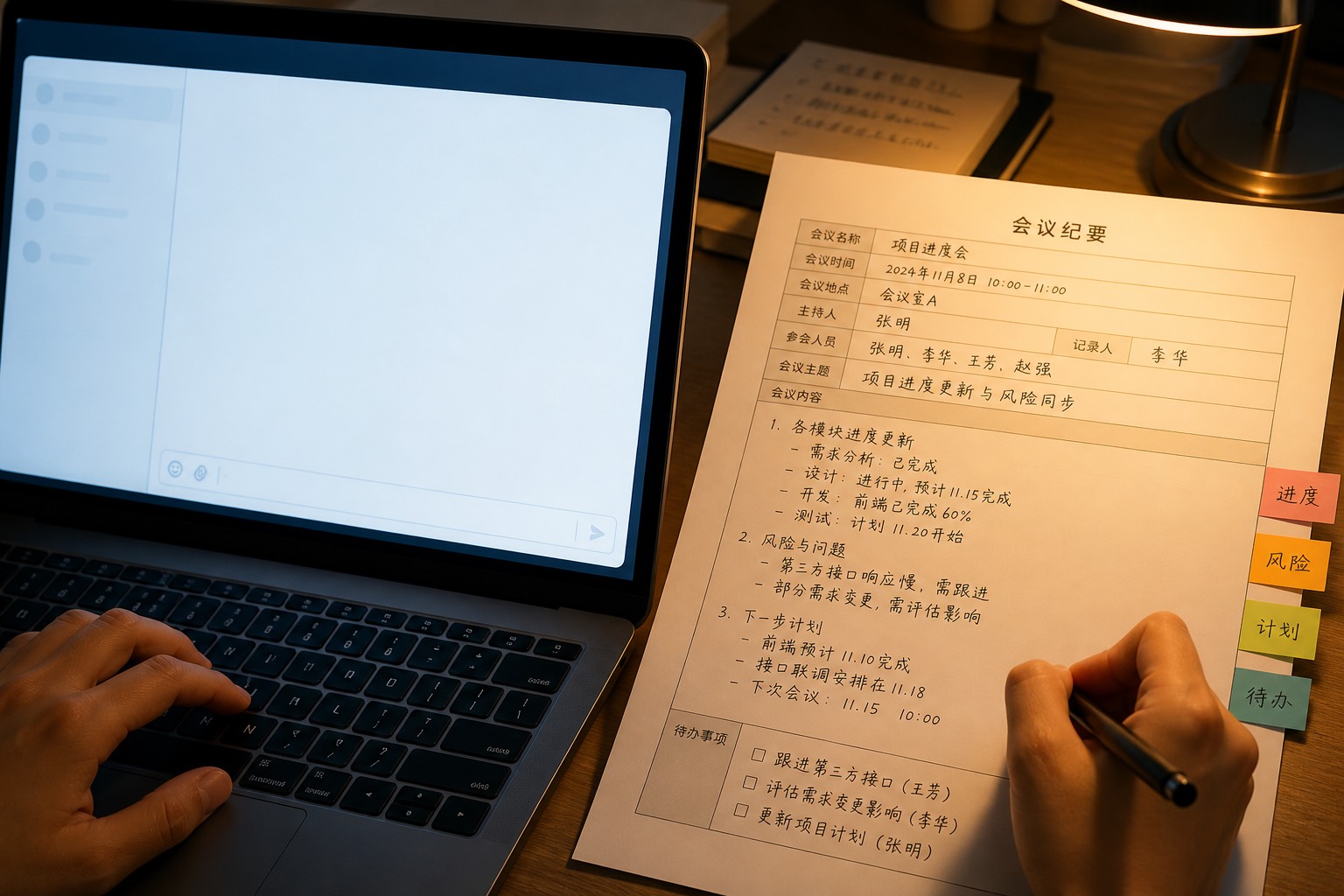 本地纪要模板与空白对话框对照