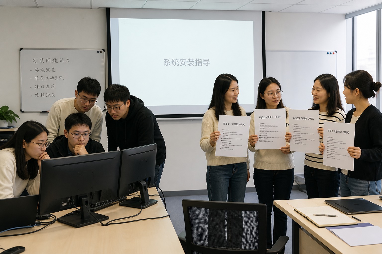 两组培训产出对照：空安装日志vs须知成品