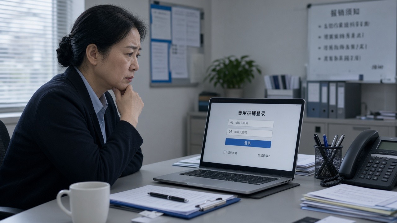 行政盯着报销系统登录页犹豫是否授权AI操作