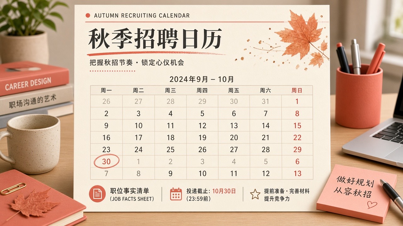 秋招日历上标注岗位事实表截止日