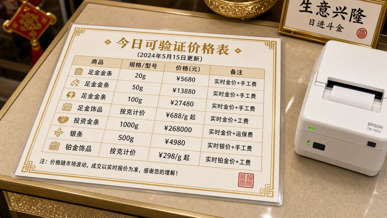 今日可核价表打印件压在收银台上