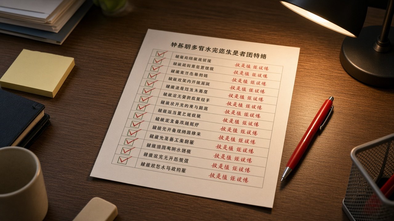 全绿自查表被红笔改成待抽查