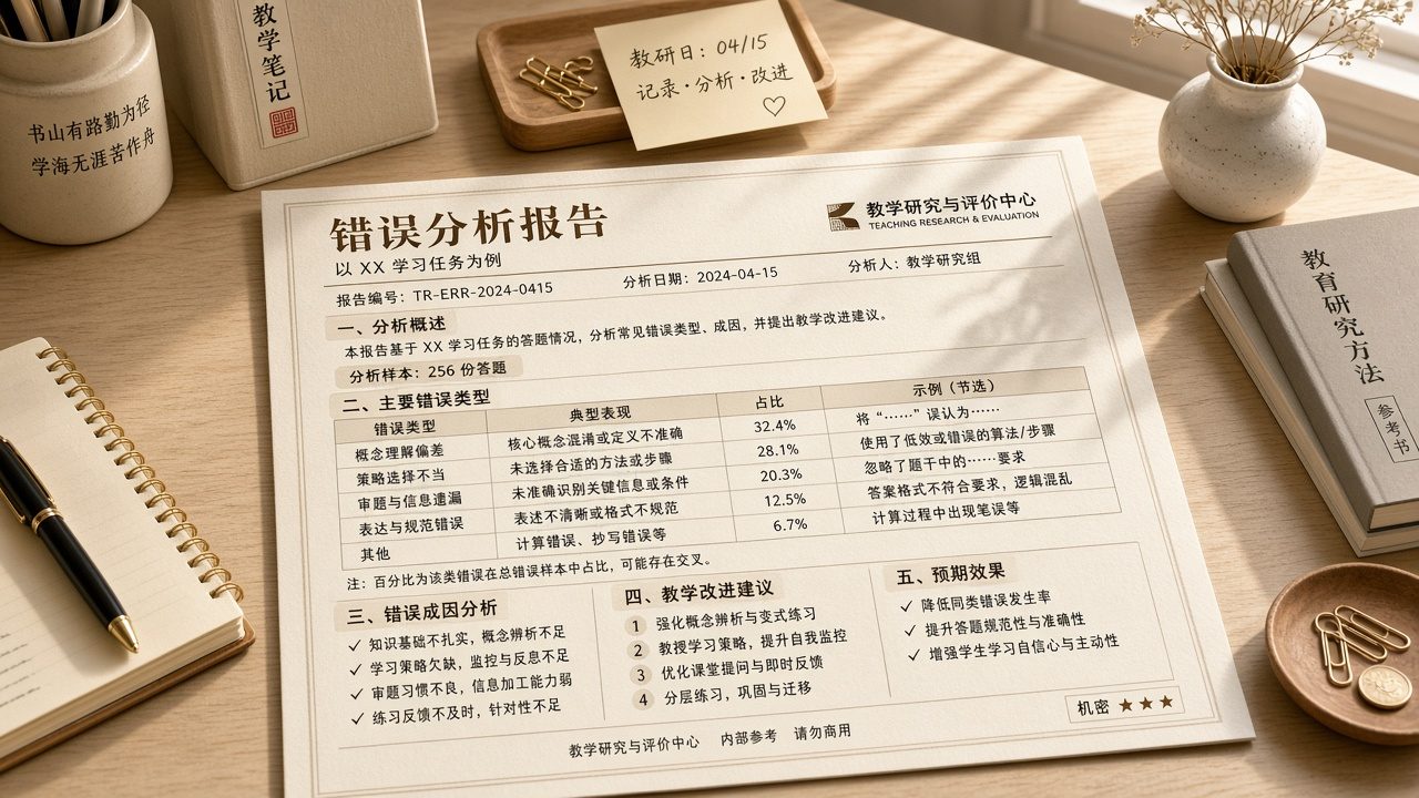 漂亮错题报告与不敢上台的对照