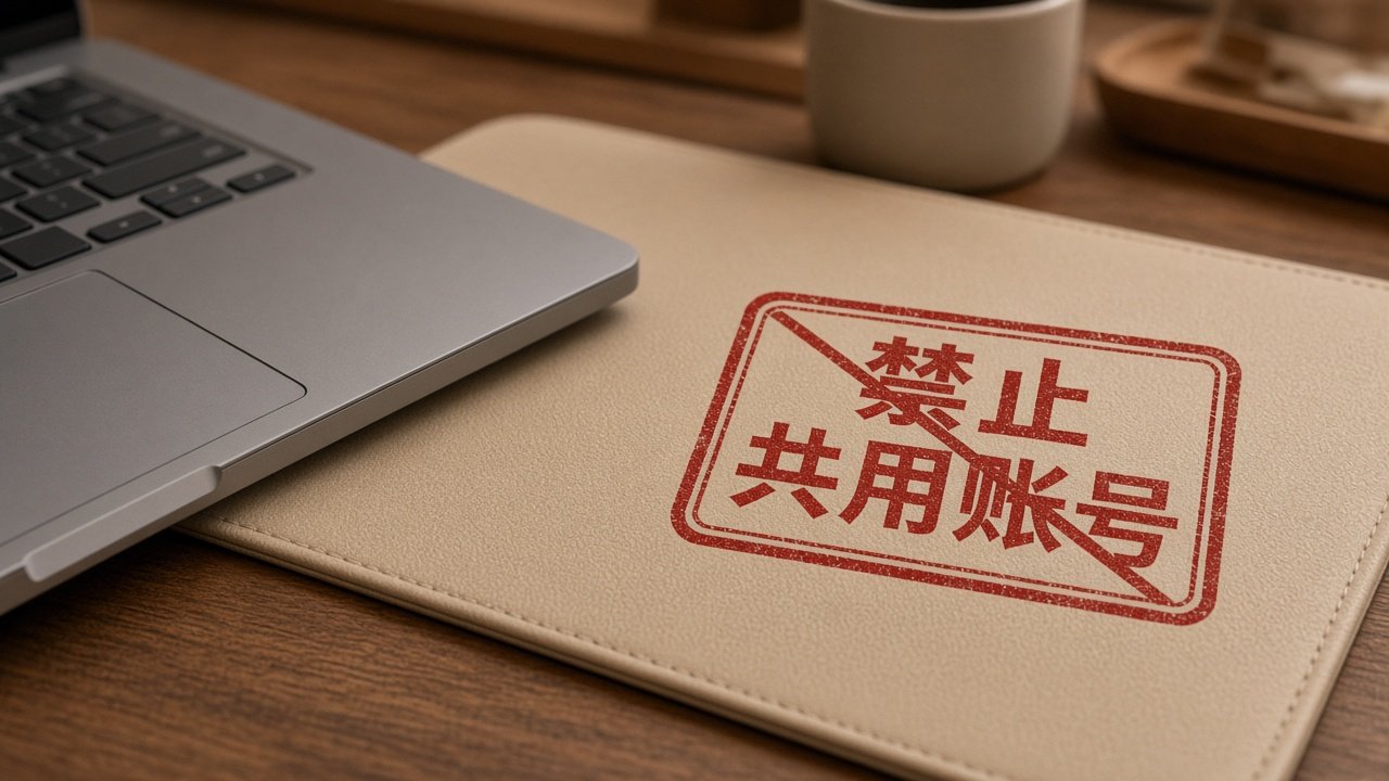 禁止共用账号的红章贴在登录页旁