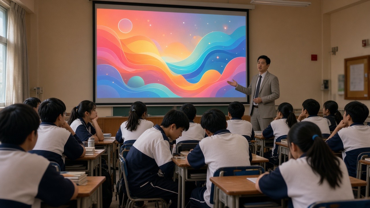 教室大屏动画学生发呆