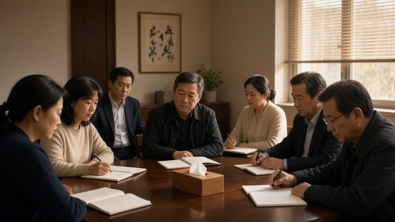 教研会议室沉默瞬间